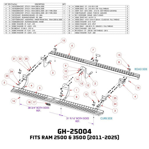 GEN-Y Hitch 11-24 Ram 2500/3500 Crew Cab Running Boards | Ram 2500 (19-25) / 2500 (11-18) / 3500 (19-25) / 3500 (11-18) (GH-25004) Nerf Bars & Running Boards offroad accessory | Iron Ridge Offroad