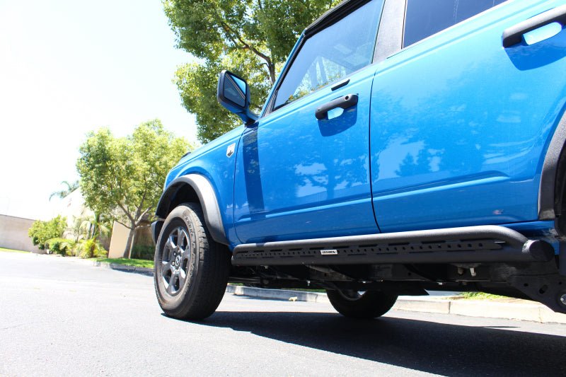 Go Rhino 21 - 24 Ford Bronco 4WD 4dr (Excl. Bronco Sport) Frame Mount Sliders - Tex. Blk Body Armor & Protection offroad accessory | Iron Ridge Offroad