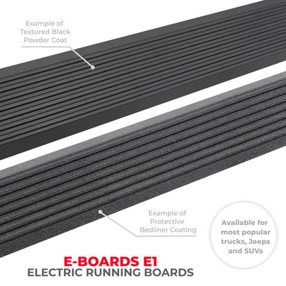 Go Rhino E - Board E1 Electric Running Boards Bed Liner Coated - 2021+ Ford Bronco 2DR Nerf Bars & Running Boards offroad accessory | Iron Ridge Offroad