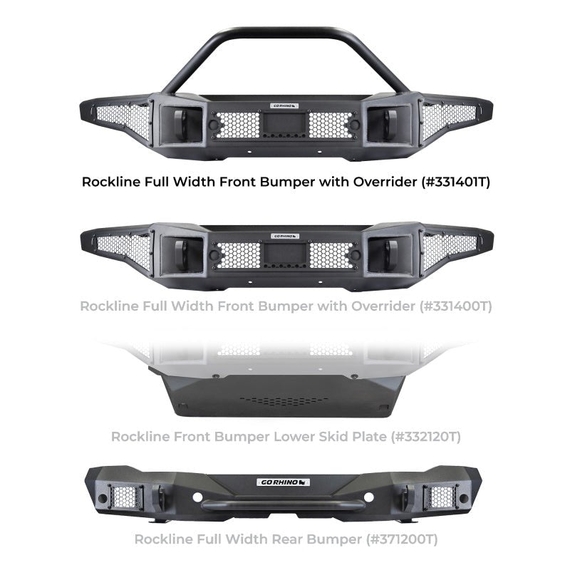 Go Rhino Rockline Full Width Front Bumper w/ Overrider Bar - 2021+ Ford Bronco Bumpers offroad accessory | Iron Ridge Offroad