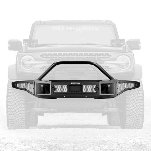 Go Rhino Rockline Full Width Front Bumper w/ Overrider Bar - 2021+ Ford Bronco Bumpers offroad accessory | Iron Ridge Offroad