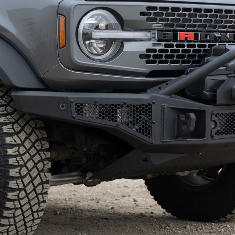Go Rhino Rockline Full Width Front Bumper w/ Overrider Bar - 2021+ Ford Bronco Bumpers offroad accessory | Iron Ridge Offroad