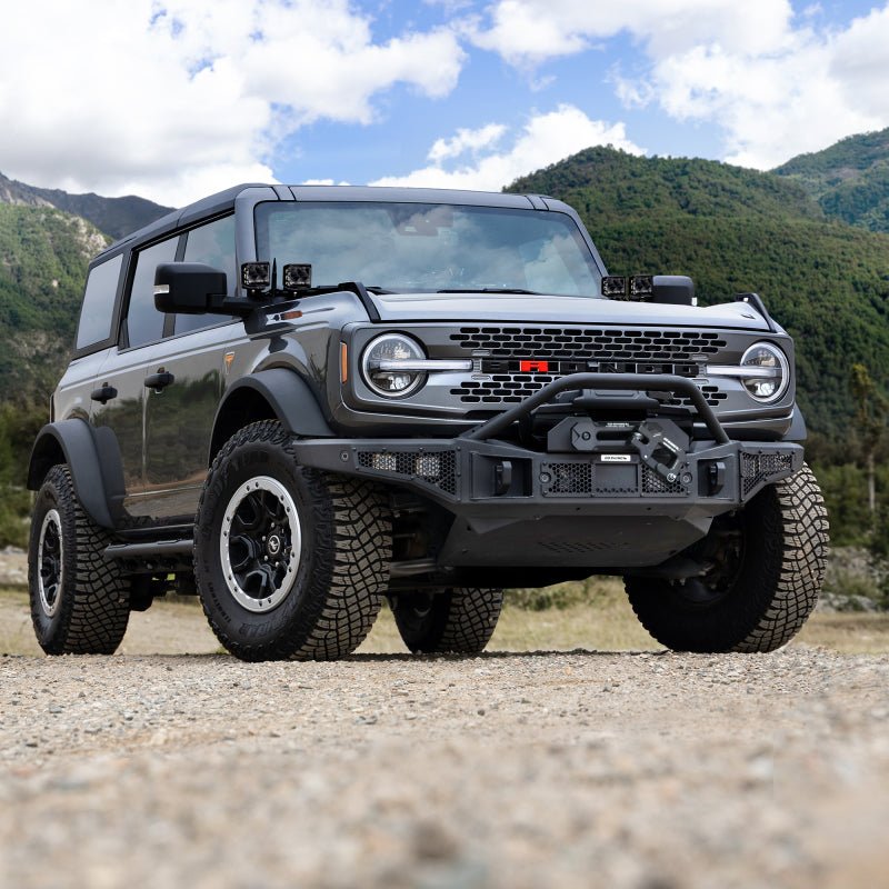 Go Rhino Rockline Full Width Front Bumper w/ Overrider Bar - 2021+ Ford Bronco Bumpers offroad accessory | Iron Ridge Offroad