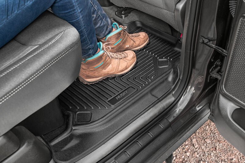 Husky Liners 19-24 Chevrolet Silverado 1500 / GMC Sierra 1500 X-Act Front + 2nd Seat Floor Liner Set | Black (53648) Floor Mats offroad accessory | Iron Ridge Offroad