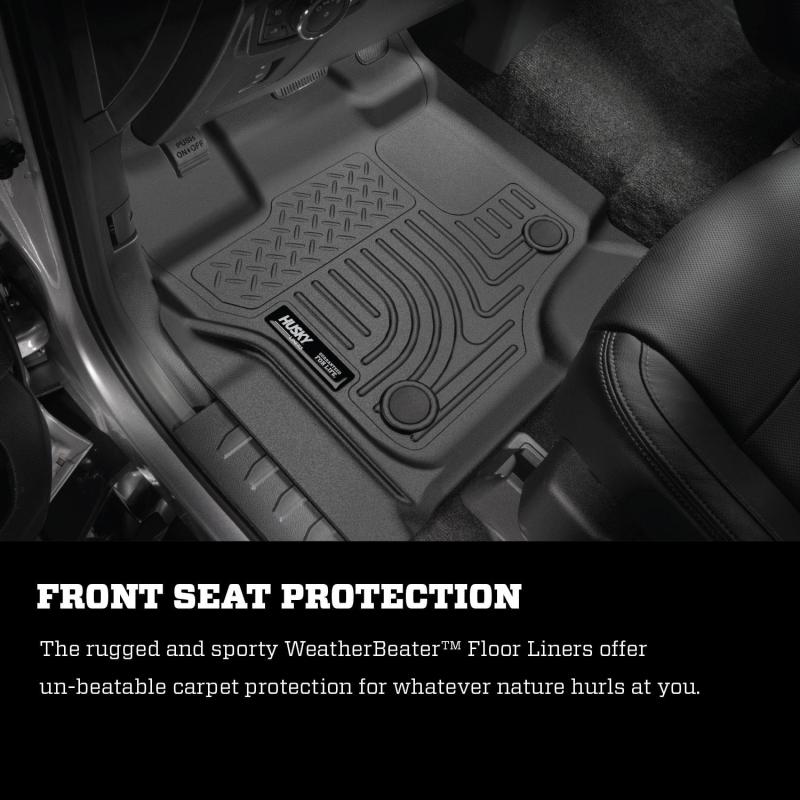 Husky Liners 2019+ Ford Ranger SuperCrew Cab Weatherbeater Black Front & 2nd Seat Floor Liners Floor Mats offroad accessory | Iron Ridge Offroad