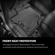 Husky Liners 2019+ Ford Ranger SuperCrew Cab Weatherbeater Black Front & 2nd Seat Floor Liners Floor Mats offroad accessory | Iron Ridge Offroad