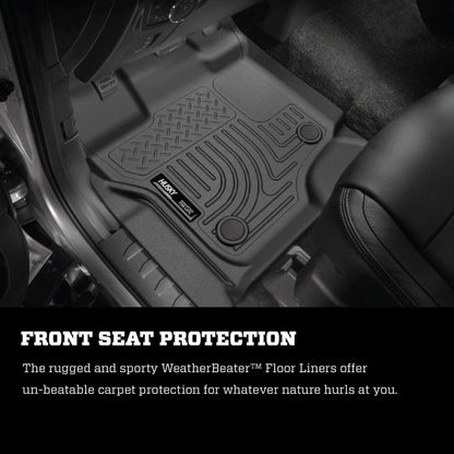 Husky Liners 2019+ Ford Ranger SuperCrew Cab Weatherbeater Black Front & 2nd Seat Floor Liners Floor Mats offroad accessory | Iron Ridge Offroad