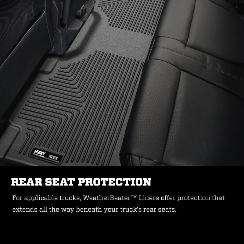 Husky Liners 2019+ Ford Ranger SuperCrew Cab Weatherbeater Black Front & 2nd Seat Floor Liners Floor Mats offroad accessory | Iron Ridge Offroad