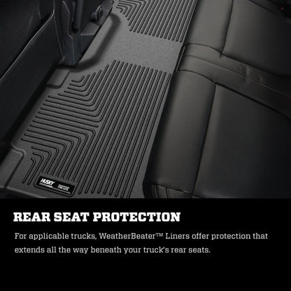 Husky Liners 2019+ Ford Ranger SuperCrew Cab Weatherbeater Black Front & 2nd Seat Floor Liners Floor Mats offroad accessory | Iron Ridge Offroad