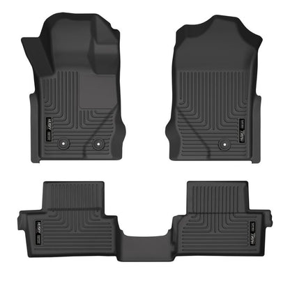 Husky Liners 2021 - 2025 Ford Bronco 2 Door Weatherbeater Front & 2nd Seat Floor Liners - Black Floor Mats offroad accessory | Iron Ridge Offroad
