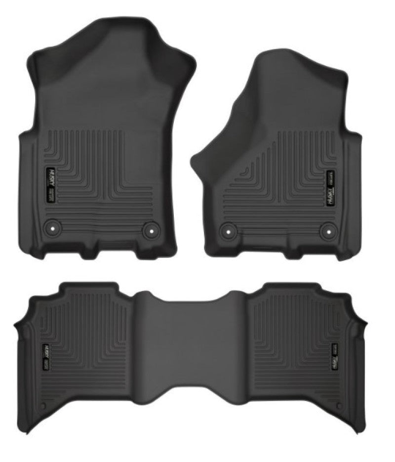 Husky Liners Black Weatherbeater Front and 2nd Seat Floor Liners: Ram 2500 / 3500 2019-2024 Floor Mats offroad accessory | Iron Ridge Offroad