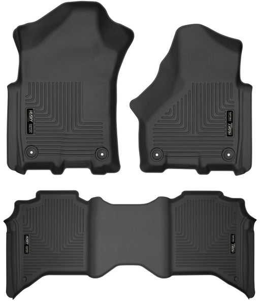 Husky Liners Black Weatherbeater Front and 2nd Seat Floor Liners: Ram 2500 / 3500 2019-2024 Floor Mats offroad accessory | Iron Ridge Offroad