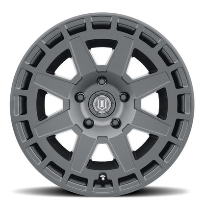 ICON Compass 17x8.5 6x5.5 0mm Offset 4.75in BS Satin Black Wheel Wheels offroad accessory | Iron Ridge Offroad