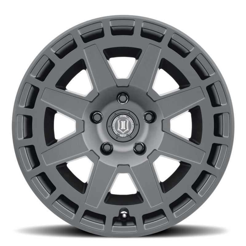 ICON Compass 17x8.5 6x5.5 0mm Offset 4.75in BS Satin Black Wheel Wheels offroad accessory | Iron Ridge Offroad