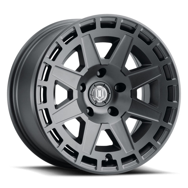 ICON Compass 17x8.5 6x5.5 0mm Offset 4.75in BS Satin Black Wheel Wheels offroad accessory | Iron Ridge Offroad