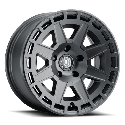 ICON Compass 17x8.5 6x5.5 0mm Offset 4.75in BS Satin Black Wheel Wheels offroad accessory | Iron Ridge Offroad