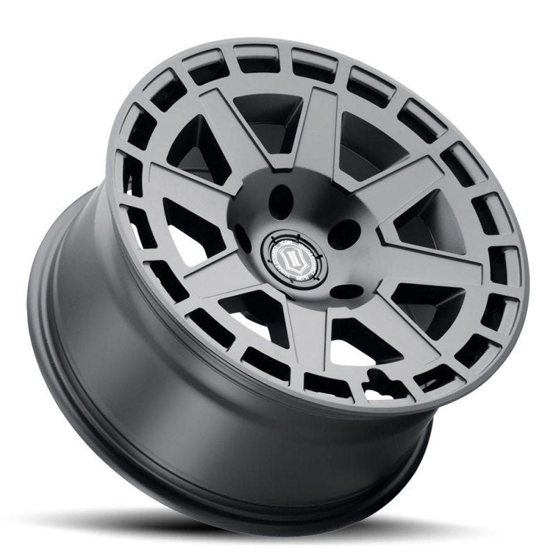 ICON Compass 17x8.5 6x5.5 0mm Offset 4.75in BS Satin Black Wheel Wheels offroad accessory | Iron Ridge Offroad