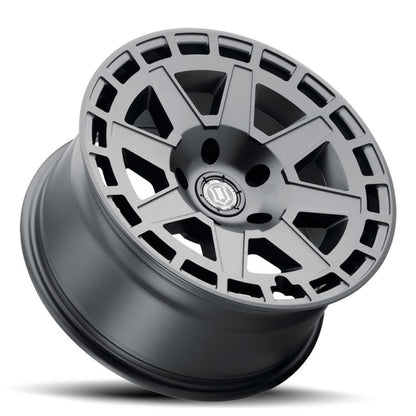 ICON Compass 17x8.5 6x5.5 0mm Offset 4.75in BS Satin Black Wheel Wheels offroad accessory | Iron Ridge Offroad