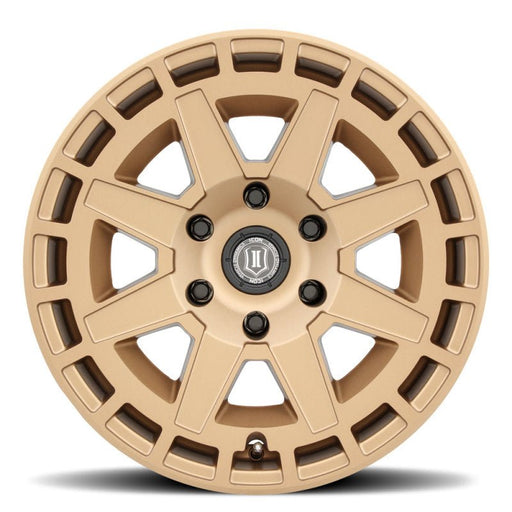 ICON Compass 17x8.5 6x5.5 0mm Offset 4.75in BS Satin Brass Wheel Wheels offroad accessory | Iron Ridge Offroad