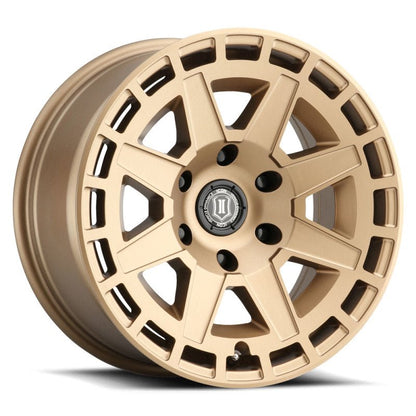 ICON Compass 17x8.5 6x5.5 0mm Offset 4.75in BS Satin Brass Wheel Wheels offroad accessory | Iron Ridge Offroad