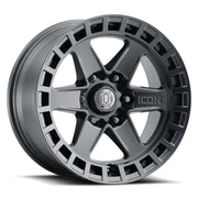 ICON Raider 17x8.5 6x5.5 0mm Offset 4.75in BS Satin Black Wheel Wheels offroad accessory | Iron Ridge Offroad