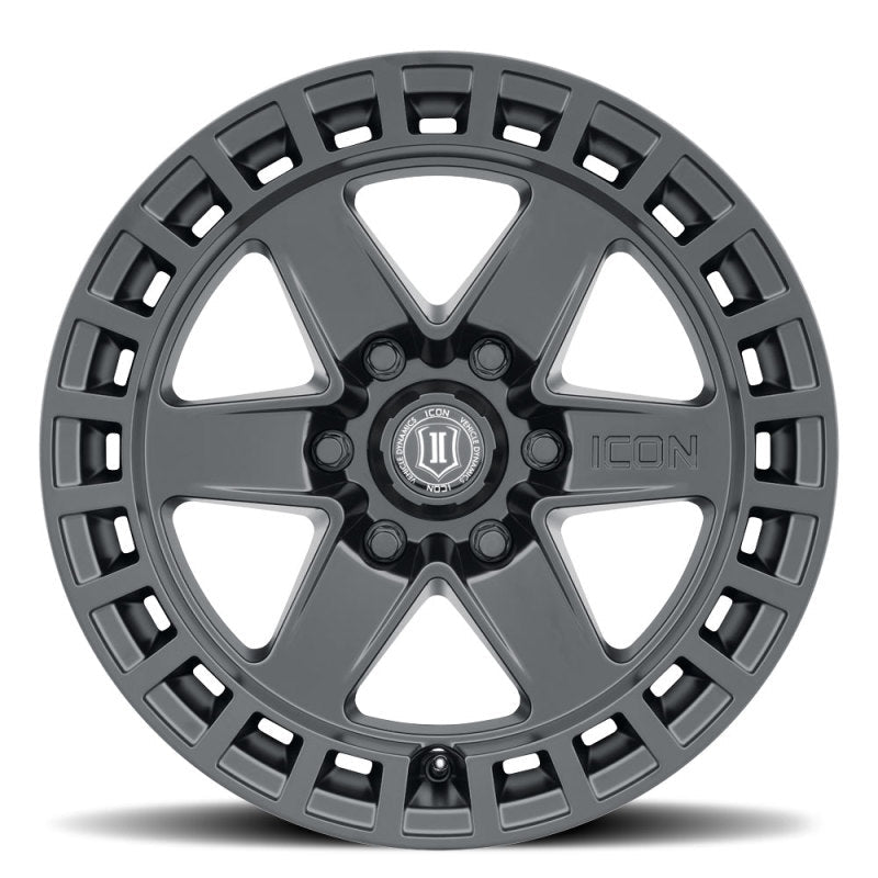 ICON Raider 17x8.5 6x5.5 0mm Offset 4.75in BS Satin Black Wheel Wheels offroad accessory | Iron Ridge Offroad