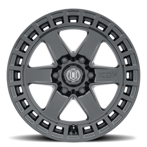ICON Raider 17x8.5 6x5.5 0mm Offset 4.75in BS Satin Black Wheel Wheels offroad accessory | Iron Ridge Offroad
