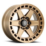ICON Raider 17x8.5 6x5.5 0mm Offset 4.75in BS Satin Brass Wheel Wheels offroad accessory | Iron Ridge Offroad