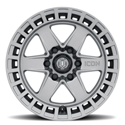 ICON Raider 17x8.5 6x5.5 0mm Offset 4.75in BS Titanium Wheel Wheels offroad accessory | Iron Ridge Offroad