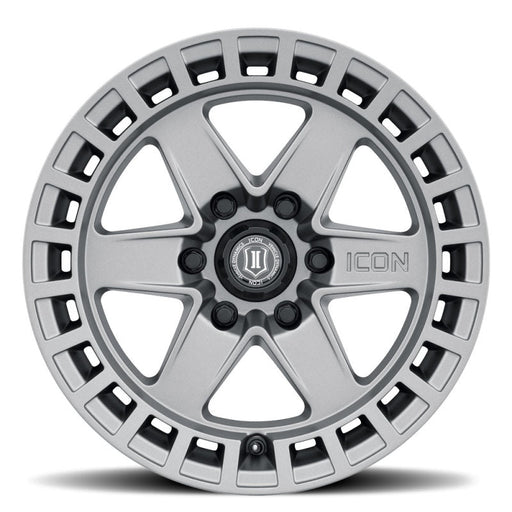 ICON Raider 17x8.5 6x5.5 0mm Offset 4.75in BS Titanium Wheel Wheels offroad accessory | Iron Ridge Offroad