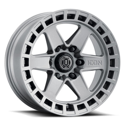 ICON Raider 17x8.5 6x5.5 0mm Offset 4.75in BS Titanium Wheel Wheels offroad accessory | Iron Ridge Offroad