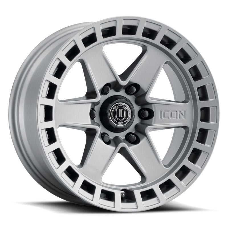 ICON Raider 17x8.5 6x5.5 0mm Offset 4.75in BS Titanium Wheel Wheels offroad accessory | Iron Ridge Offroad