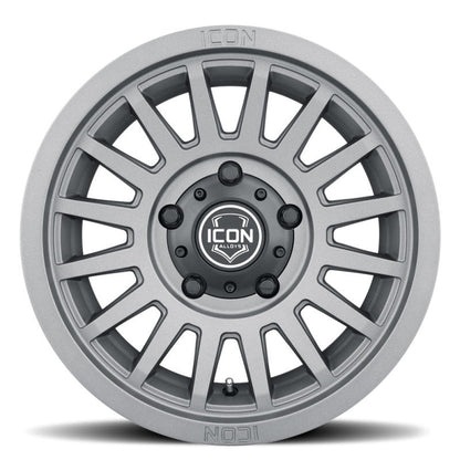 ICON Recon SLX 17x8.5 6x5.5 BP 0mm Offset 4.75in BS 106.1mm Bore Charcoal Wheel Wheels offroad accessory | Iron Ridge Offroad