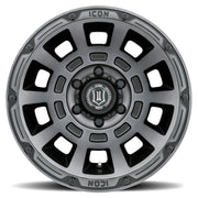 ICON Thrust 17x8.5 6x5.5 25mm Offset 5.75in BS 95.1mm Bore Smoked Satin Black Wheel Wheels offroad accessory | Iron Ridge Offroad