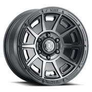 ICON Victory 17x8.5 6x5.5 0mm Offset 4.75in BS Smoked Satin Black Tint Wheel Wheels offroad accessory | Iron Ridge Offroad