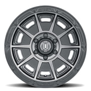 ICON Victory 17x8.5 6x5.5 0mm Offset 4.75in BS Smoked Satin Black Tint Wheel Wheels offroad accessory | Iron Ridge Offroad