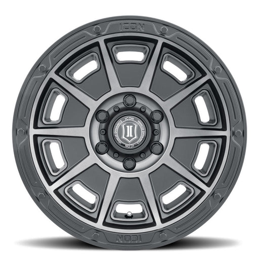 ICON Victory 17x8.5 6x5.5 0mm Offset 4.75in BS Smoked Satin Black Tint Wheel Wheels offroad accessory | Iron Ridge Offroad