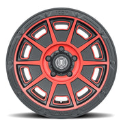 ICON Victory17x8.5 6x5.5 0mm Offset 4.75in BS Satin Black w/Red Tint Wheel Wheels offroad accessory | Iron Ridge Offroad