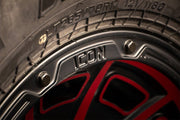 ICON Victory17x8.5 6x5.5 0mm Offset 4.75in BS Satin Black w/Red Tint Wheel Wheels offroad accessory | Iron Ridge Offroad
