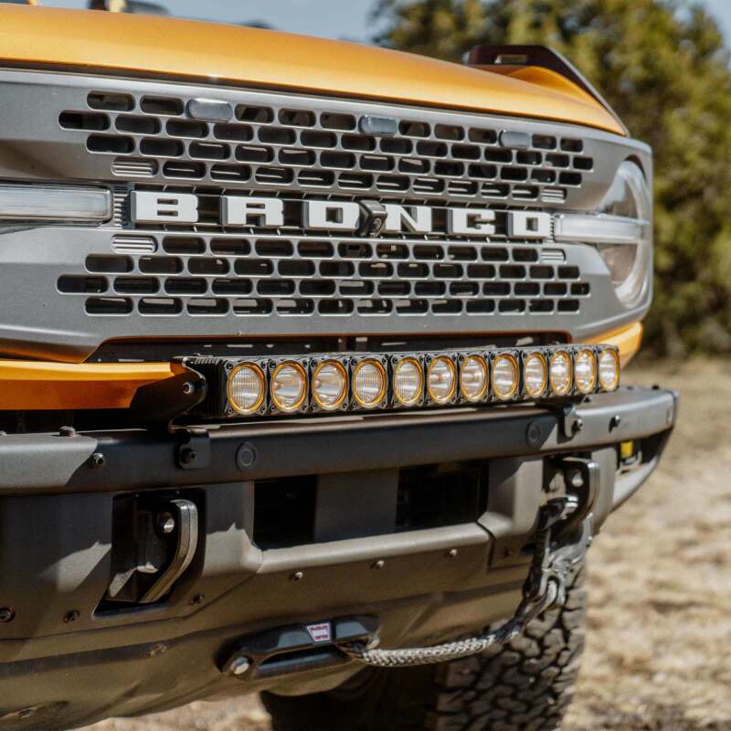 KC HiLiTES Front Bumper Light Bar Mount 30 in FLEX ERA LED 2021+ Ford Bronco Lights offroad accessory | Iron Ridge Offroad