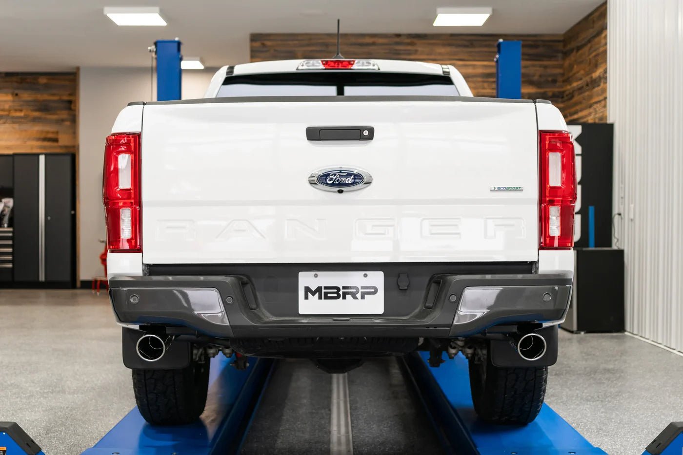 MBRP 2019 - 2023 Ford Ranger 2.3L 3 in Dual Split Rear Exit 4 in Tips AL Cat Back Exhaust offroad accessory | Iron Ridge Offroad