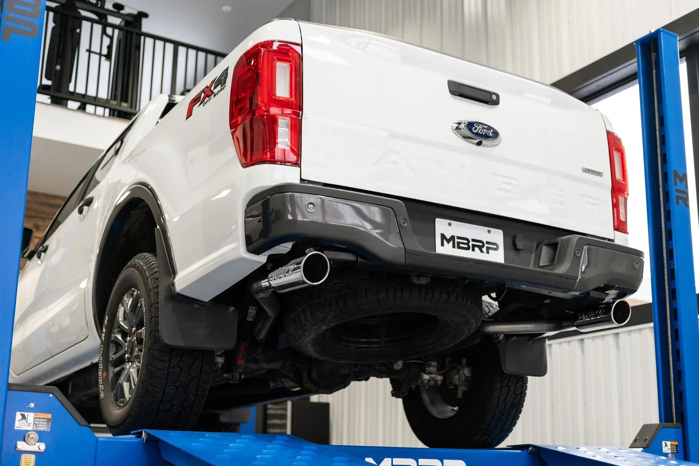 MBRP 2019 - 2023 Ford Ranger 2.3L 3 in Dual Split Rear Exit 4 in Tips AL Cat Back Exhaust offroad accessory | Iron Ridge Offroad