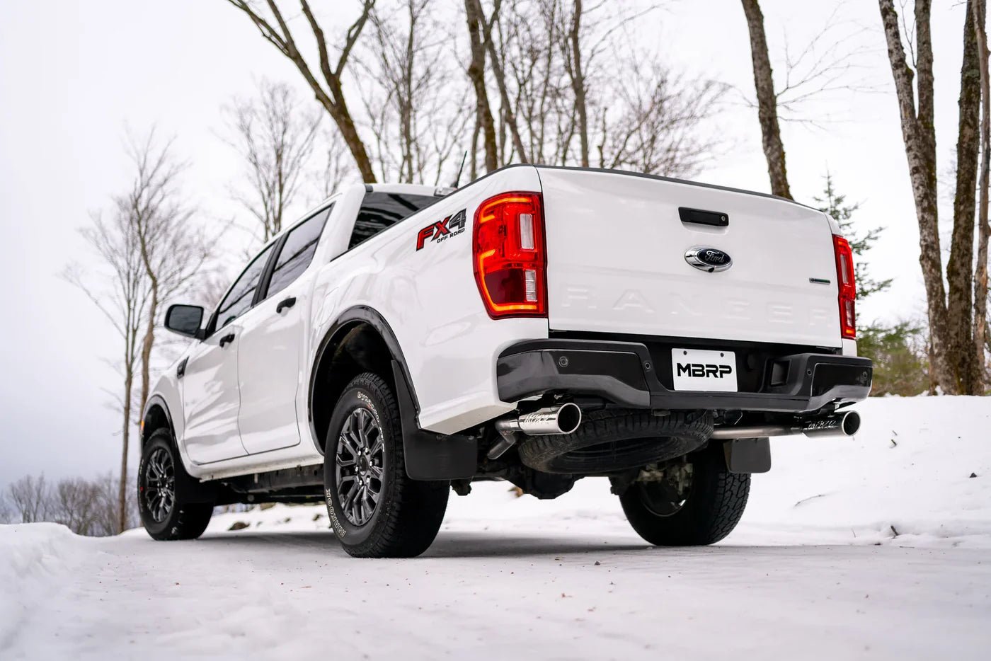 MBRP 2019 - 2023 Ford Ranger 2.3L T304 3in Dual Split Rear Outlet 4in OD Tips Cat Back Exhaust Exhaust offroad accessory | Iron Ridge Offroad