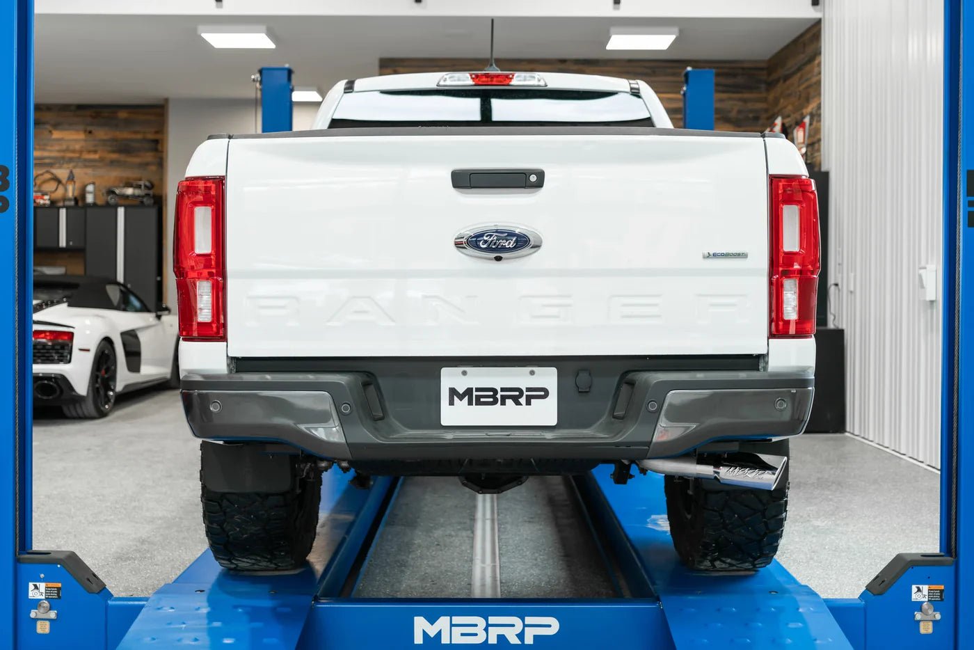 MBRP 2019 - 2023 Ford Ranger Ecoboost 2.3L 4in OD Tip Single Side Exit 3in T304 Cat Back Exhaust offroad accessory | Iron Ridge Offroad