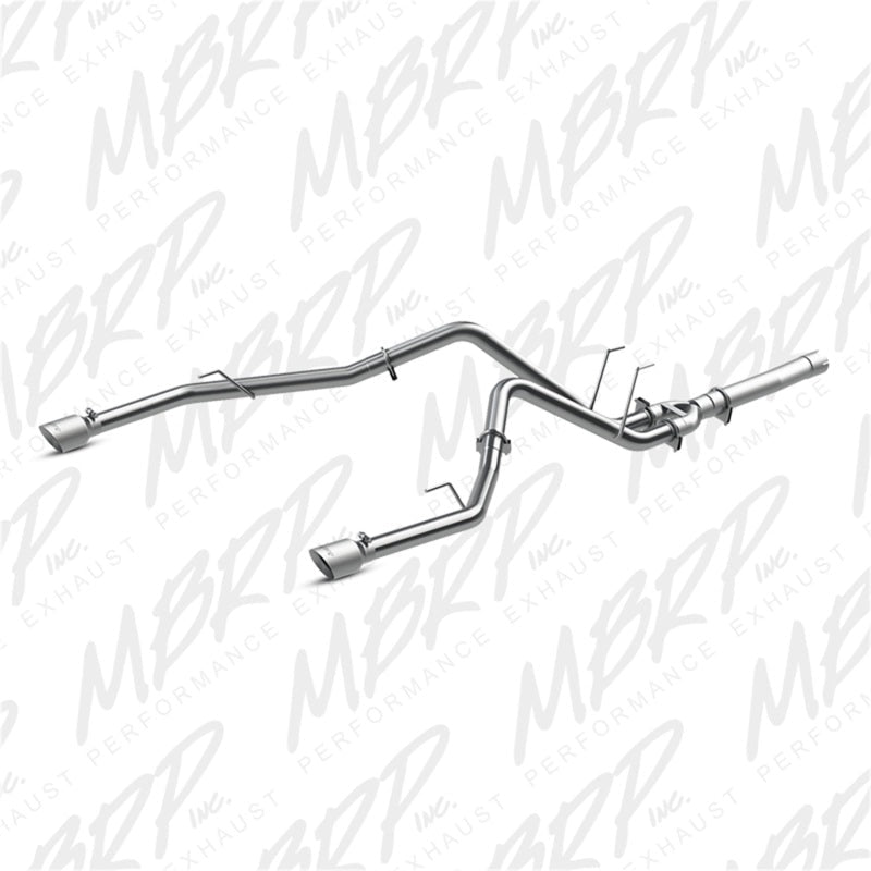 MBRP Exhaust System (Dual Split Rear Exit, Aluminized): Ram 3.0L EcoDiesel 1500 2014 - 2018 Exhaust, Mufflers & Tips offroad accessory | Iron Ridge Offroad