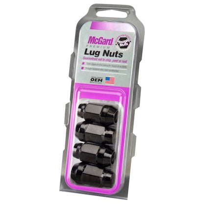 McGard Hex Lug Nut (Cone Seat Bulge Style) M12X1.5 / 3/4 Hex / 1.45in. Length (4 - Pack) - Black Wheel and Tire Accessories offroad accessory | Iron Ridge Offroad