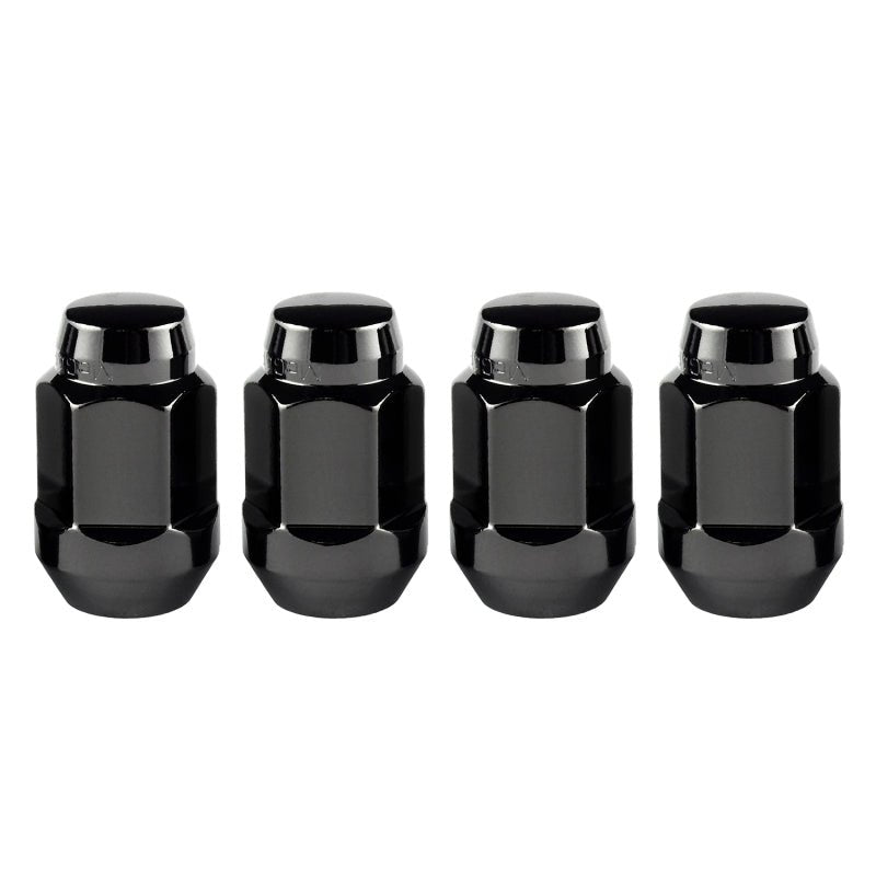 McGard Hex Lug Nut (Cone Seat Bulge Style) M14X1.5 / 22mm Hex / 1.635in. Length (4 - Pack) - Black Wheel and Tire Accessories offroad accessory | Iron Ridge Offroad