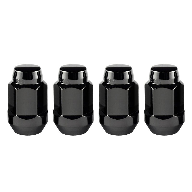 McGard Hex Lug Nut (Cone Seat Bulge Style) M14X1.5 / 22mm Hex / 1.635in. Length (4 - Pack) - Black Wheel and Tire Accessories offroad accessory | Iron Ridge Offroad