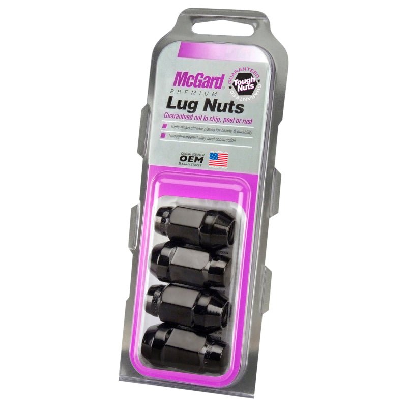 McGard Hex Lug Nut (Cone Seat Bulge Style) M14X1.5 / 22mm Hex / 1.635in. Length (4 - Pack) - Black Wheel and Tire Accessories offroad accessory | Iron Ridge Offroad