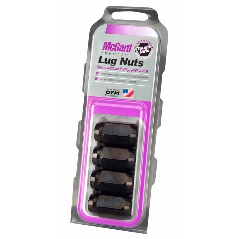 McGard Hex Lug Nut (Cone Seat) M12X1.5 / 13/16 Hex / 1.5in. Length (4 - pack) - Black Wheel and Tire Accessories offroad accessory | Iron Ridge Offroad